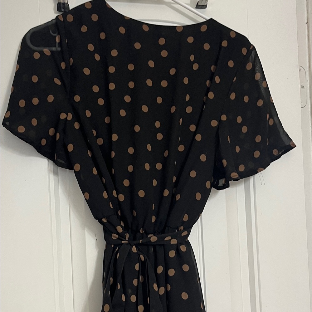 Tacera Black and Brown Polka Dot Maxi Dress - Picture 4 of 4